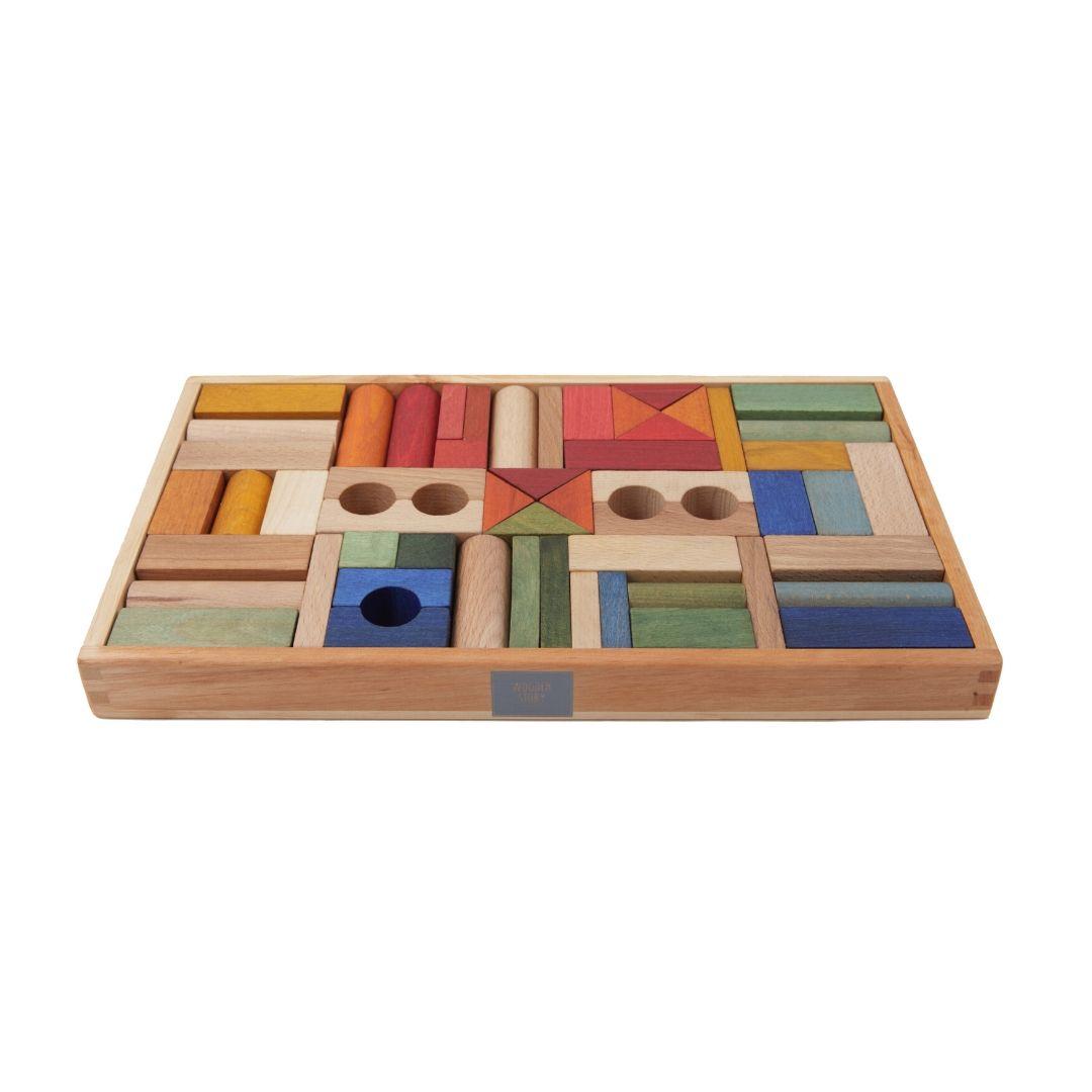 Wooden Story: Rainbow Blocks in Tray (54 pc)