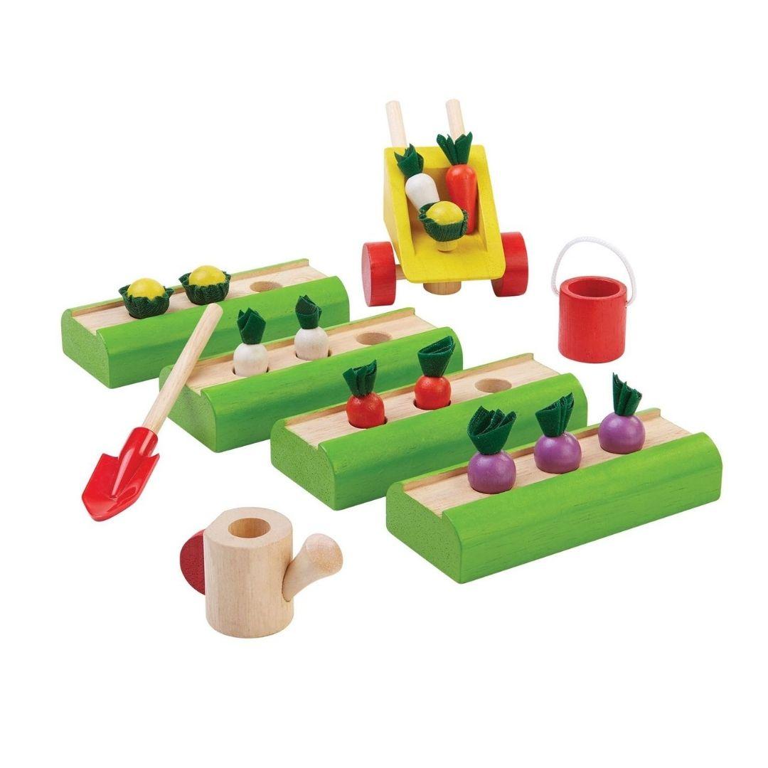 Plan Toys Pt5681 - Gioco Verdure Da Tagliare In Legno Con Coltello E Borsa, Per Bambini 18+ Mesi