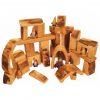 Bikeho Waldorf set of blocks made of natural wood with bark left on
