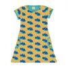 Maxomorra organic dress for children short sleeves with colorful hippo prints