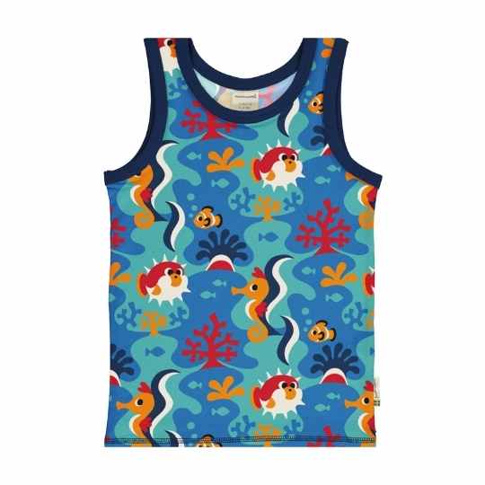 Maxomorra organic tanktop for children sleeveless with colorful coral reef prints