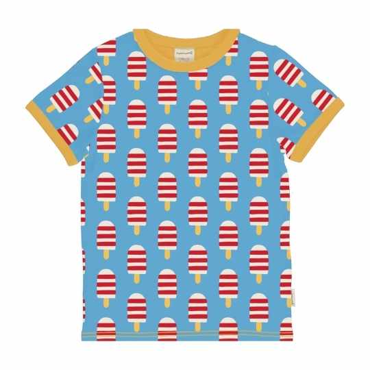 Maxomorra organic top for children short sleeves with colorful icecream prints