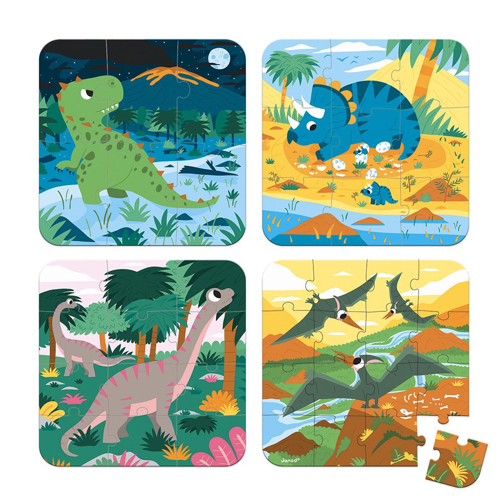 Janod: Dinosaur Set of 4 Puzzles (with Progressive Difficulty) - Image 2