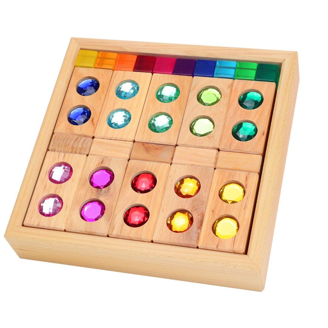 Bauspiel: Colour Track Building Set with Lucent Cubes (45-piece)