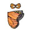 Child monarch butterfly costume with a pair of orange chiffon wings and sateen mask.