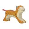 Small wooden Holztiger tiger running. Collector's item.