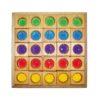 A set of Bauspiel blocks with a transparent kaleidoscopic insert in 5 different colours.