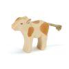 Ostheimer brown and white calf standing wooden figure, part of Family and Farm collection, for Waldorf-inspired imaginative play and storytelling.