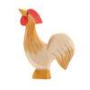 Ostheimer standing rooster wooden figure in ochre colour and with its head high up. part of Family and Farm collection, for Waldorf-inspired imaginative play and storytelling.