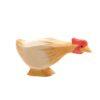 Ostheimer standing rooster wooden figure in ochre colour and with long neck ahead. Part of Family and Farm collection, for Waldorf-inspired imaginative play and storytelling.