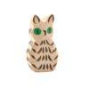 Ostheimer white owl wooden figure with green eyes. Part of Forest & Meadows collection, for Waldorf-inspired imaginative play and storytelling.