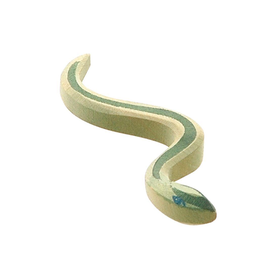 Ostheimer green snake wooden figure. Part of Forest & Meadows collection, for Waldorf-inspired imaginative play and storytelling.