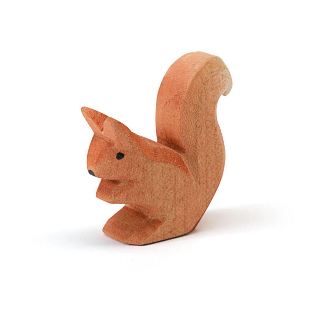 Ostheimer orange-brown sitting squirrel wooden figure. Part of Forest & Meadows collection, for Waldorf-inspired imaginative play and storytelling.