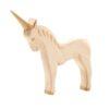 Ostheimer unicorn wooden figure with trumpet up. Part of Fairytale collection, for Waldorf-inspired imaginative play and storytelling.