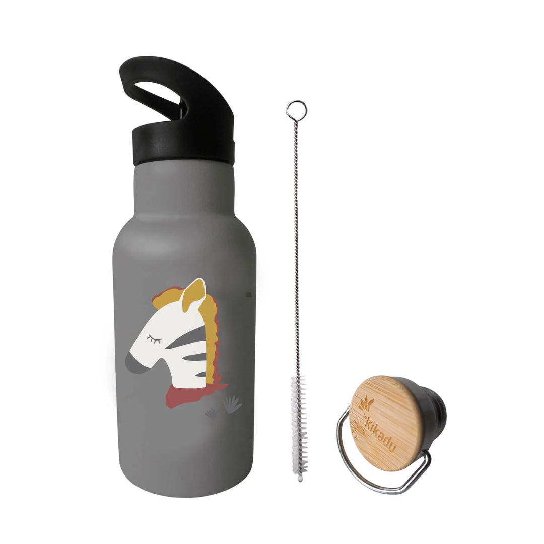 Kikadu: Drinking Bottle Zebra (with two caps)