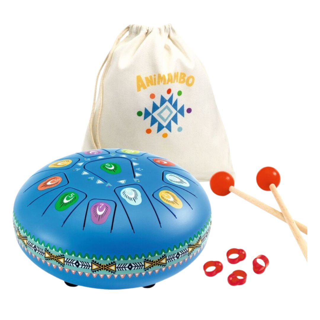 Djeco: Metal Tongue Drum (Large, Blue)
