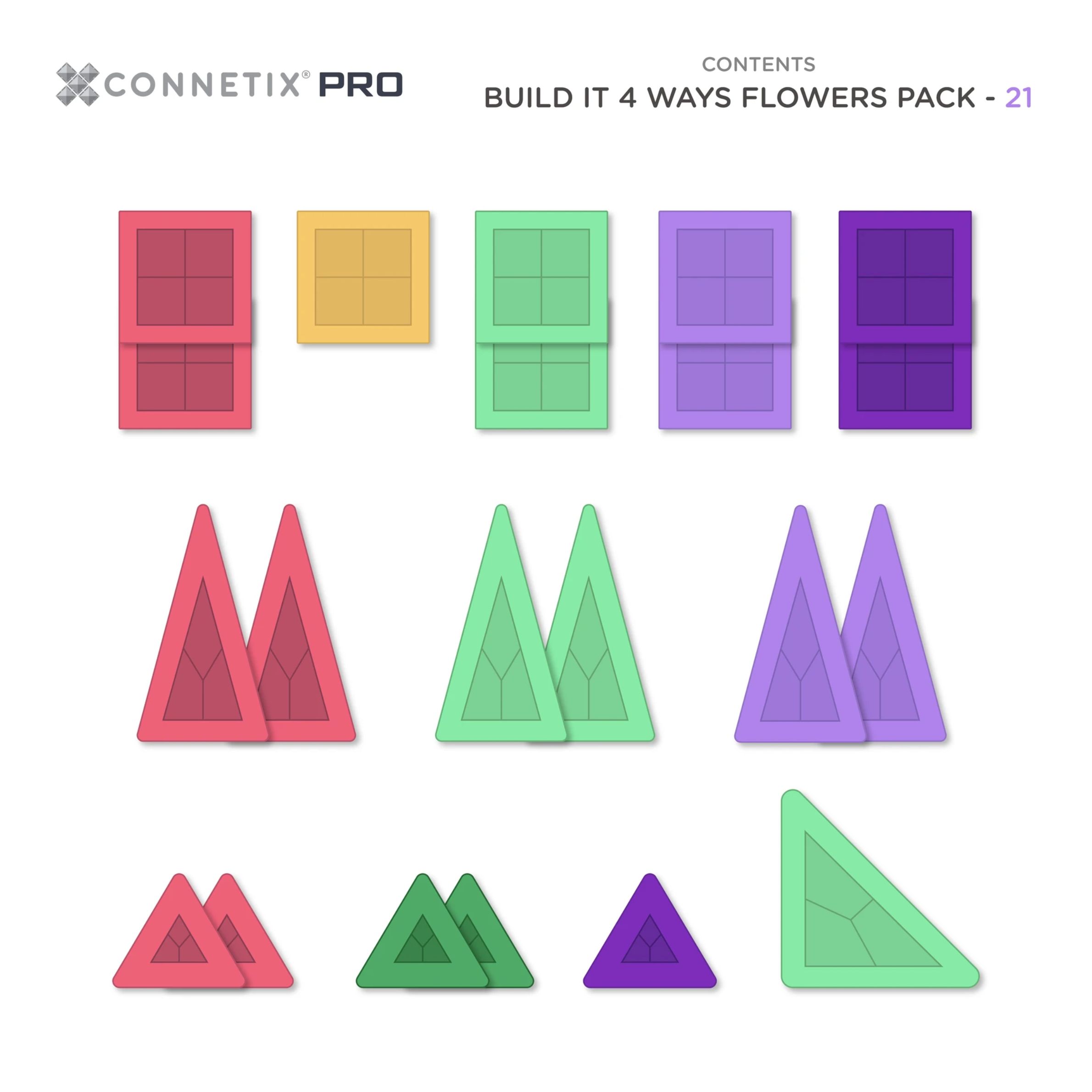 Connetix PRO: 4-in-1 Set - Flowers (21 pieces) - Image 3