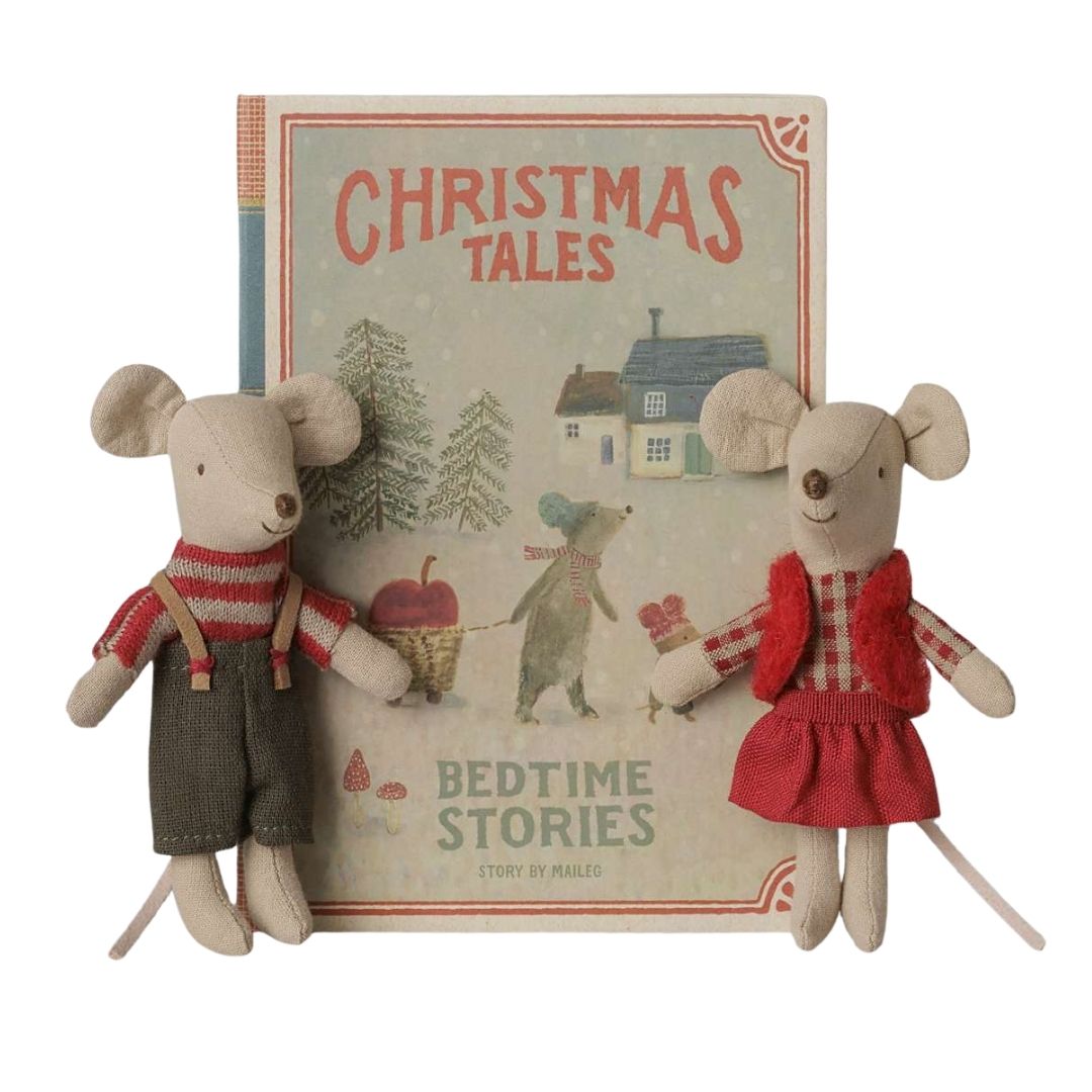 Maileg: Twin Mice in a Christmas Book